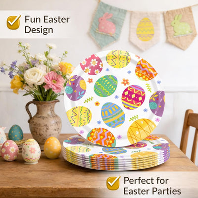 20 platos grandes de papel de Pascua redondos y de postre