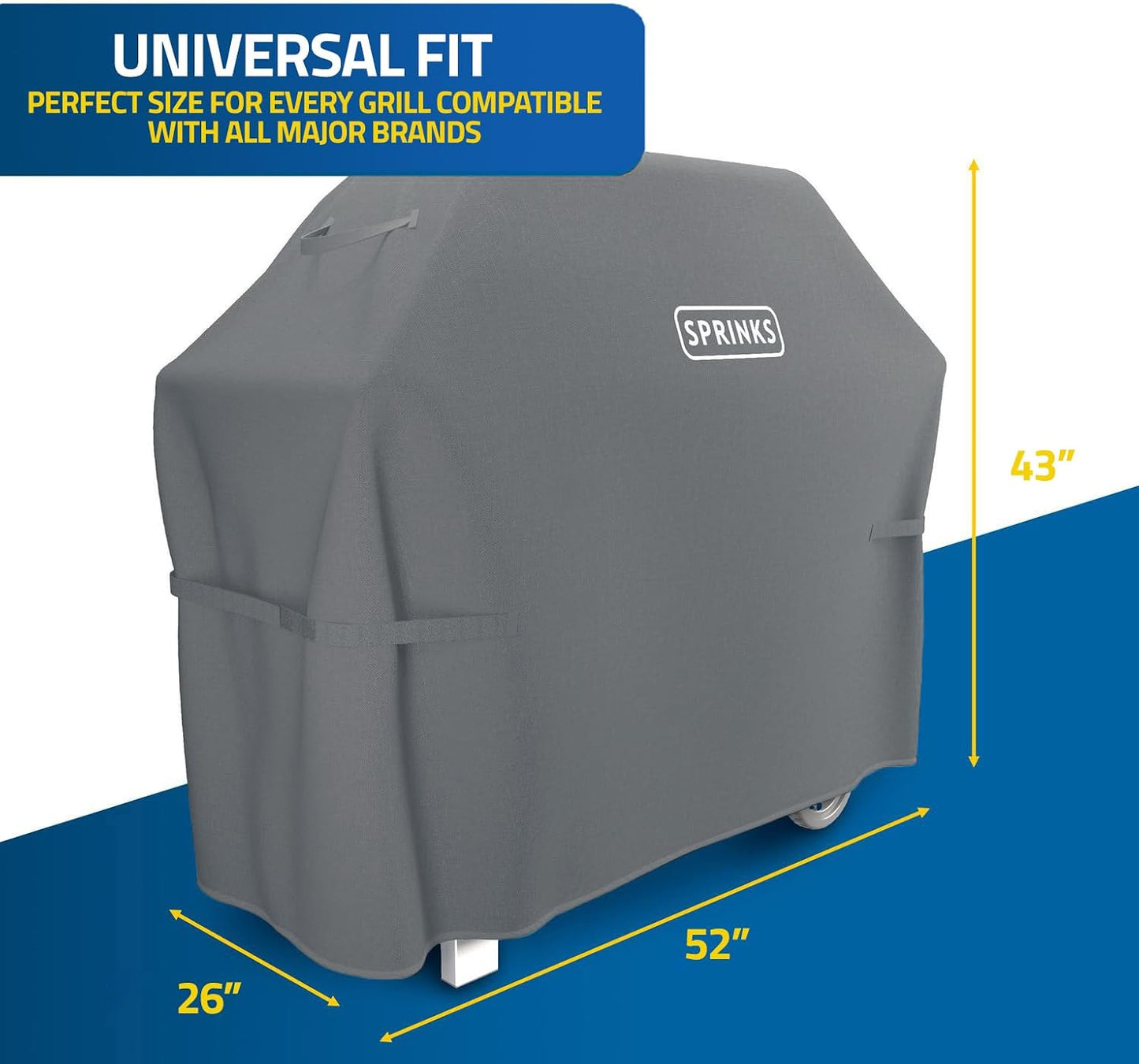 Cubierta parrilla resistente asas Oxford 52x26x43pulg gris