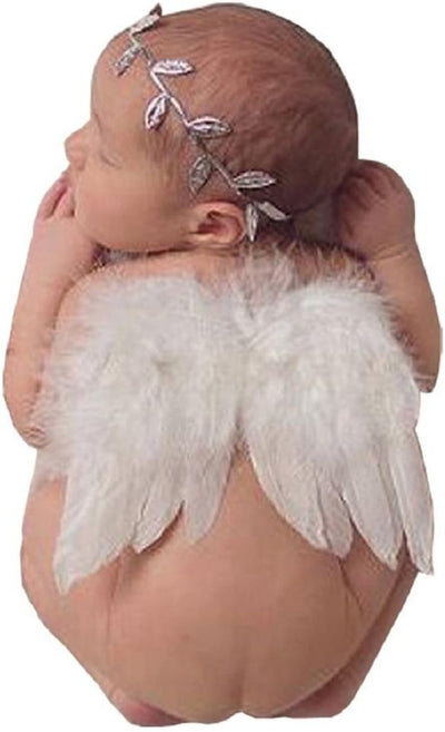 Alas plumas ángel bebé accesorios fotografía diadema