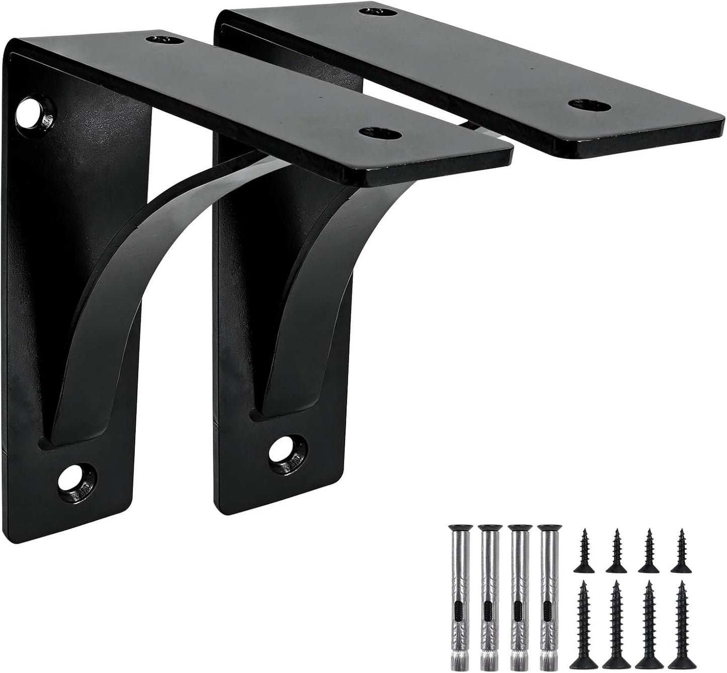 Soportes para estantería metal negro 6 pulg set 2