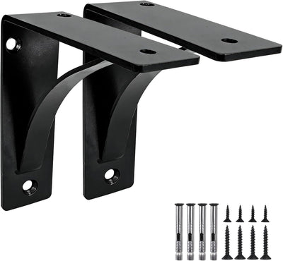 Soportes para estantería metal negro 6 pulg set 2