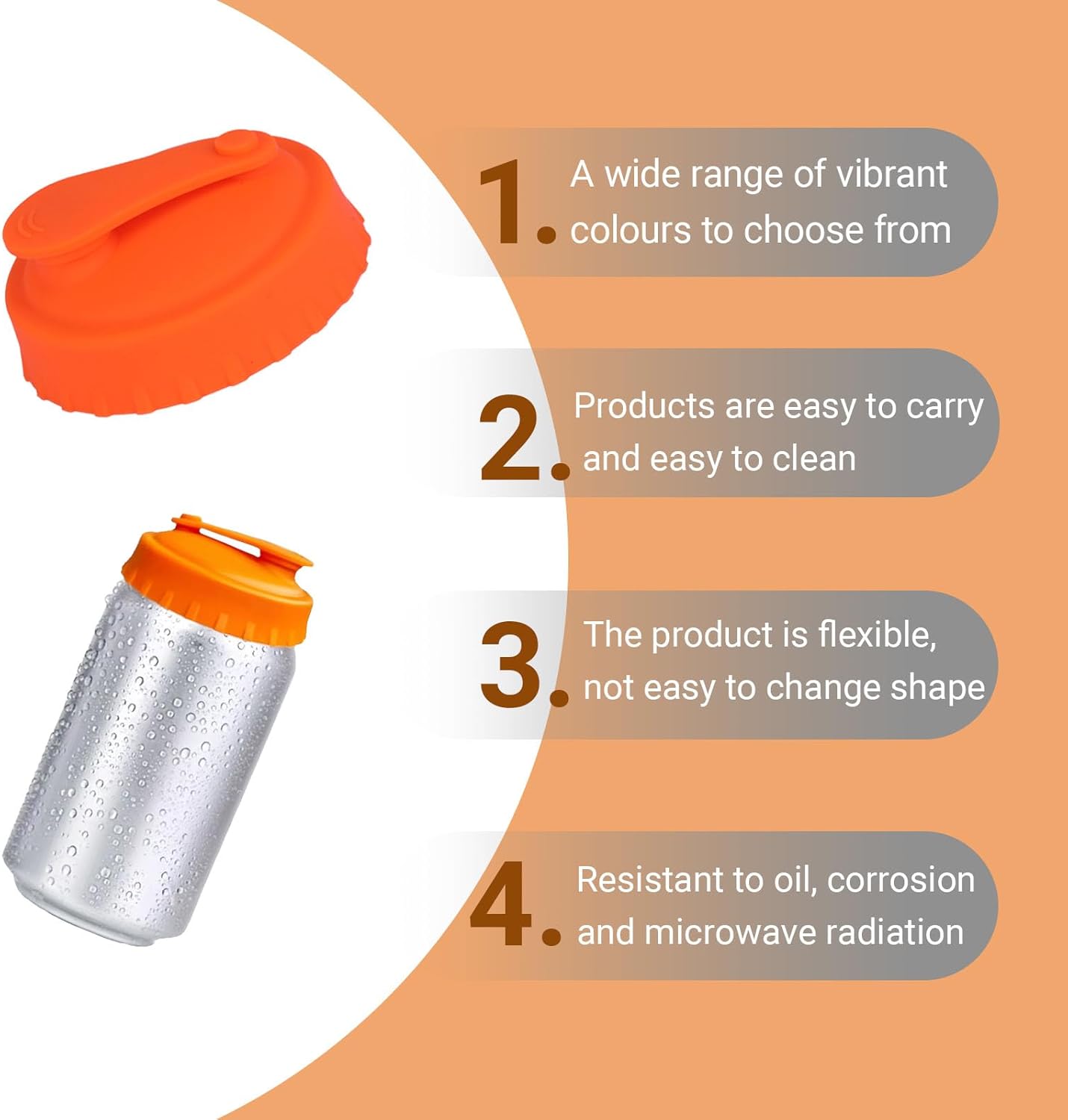 Tapas reutilizables de silicona para latas de refresco y jugo