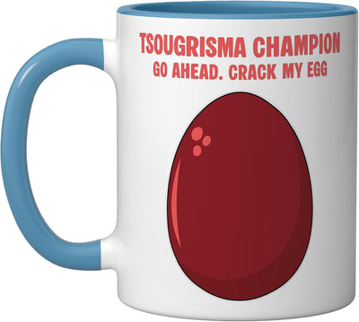 Taza cerámica Tsougisma Champion Egg para Pascua Ortodoxa griega azul/blanco