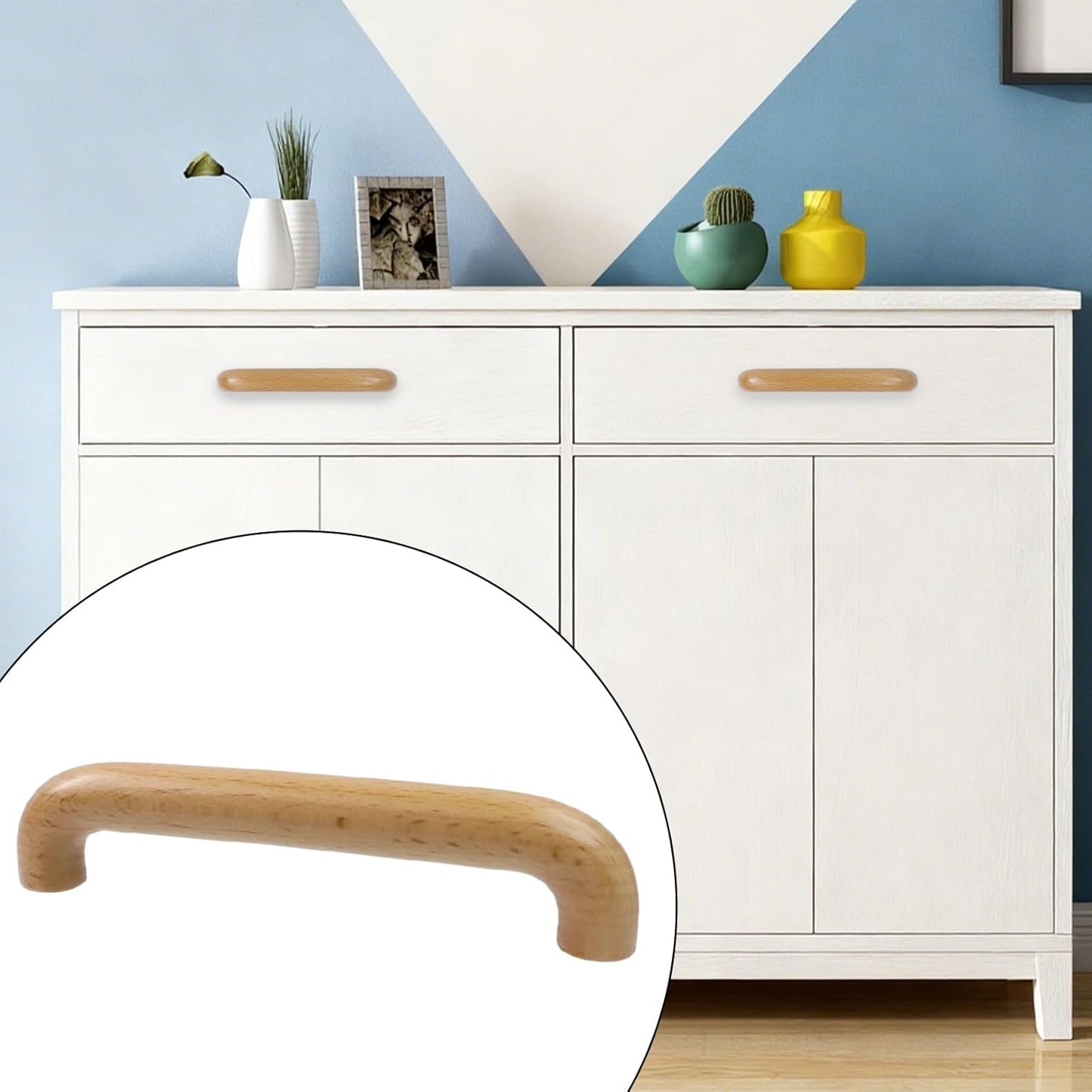 6 Tiradores Madera Haya 5.7pulg Manijas Gabinete Cocina