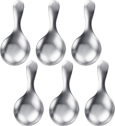6 cucharas de mango corto de acero inoxidable para dulces y sal