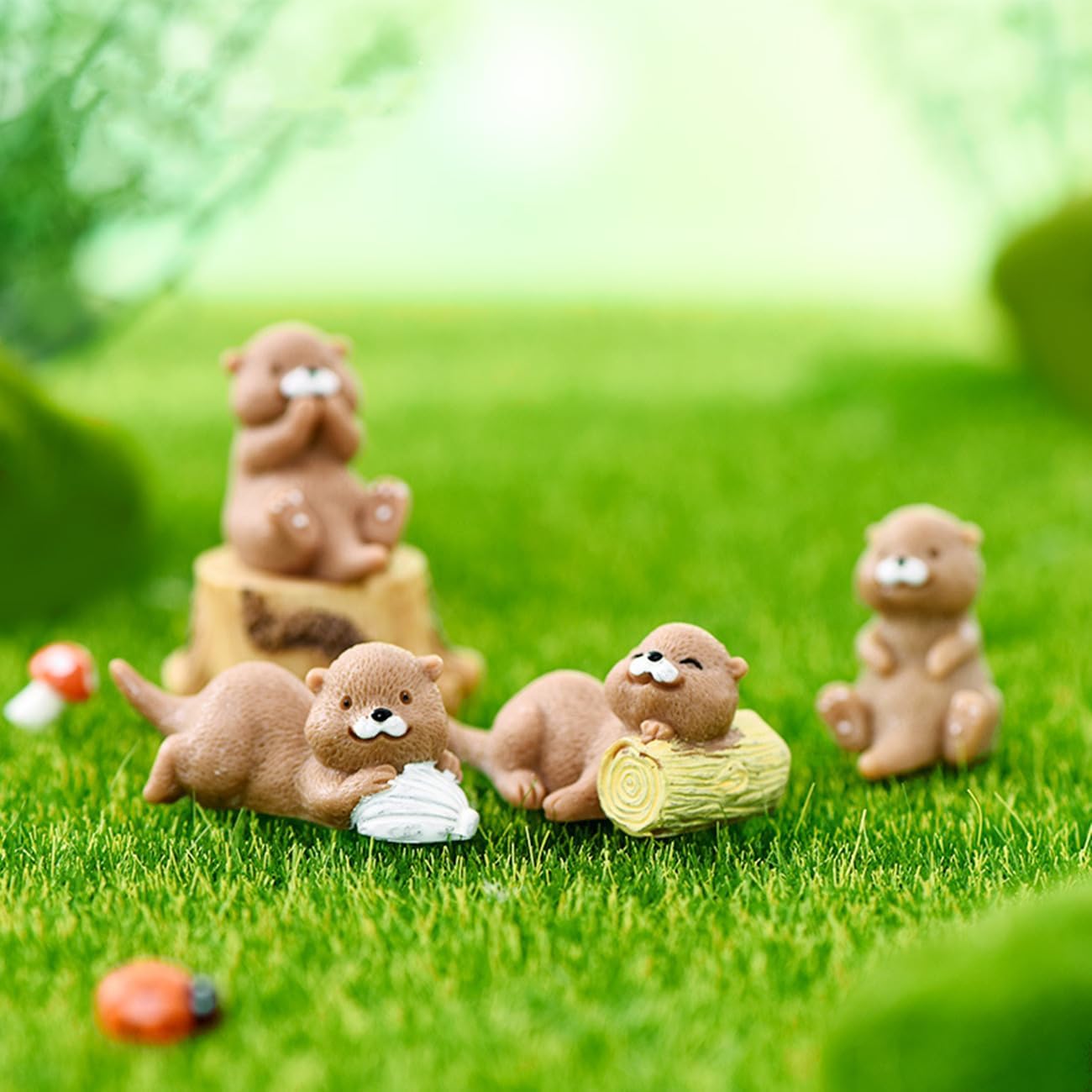 Kit jardín de hadas con nutrias miniatura decoración escritorio
