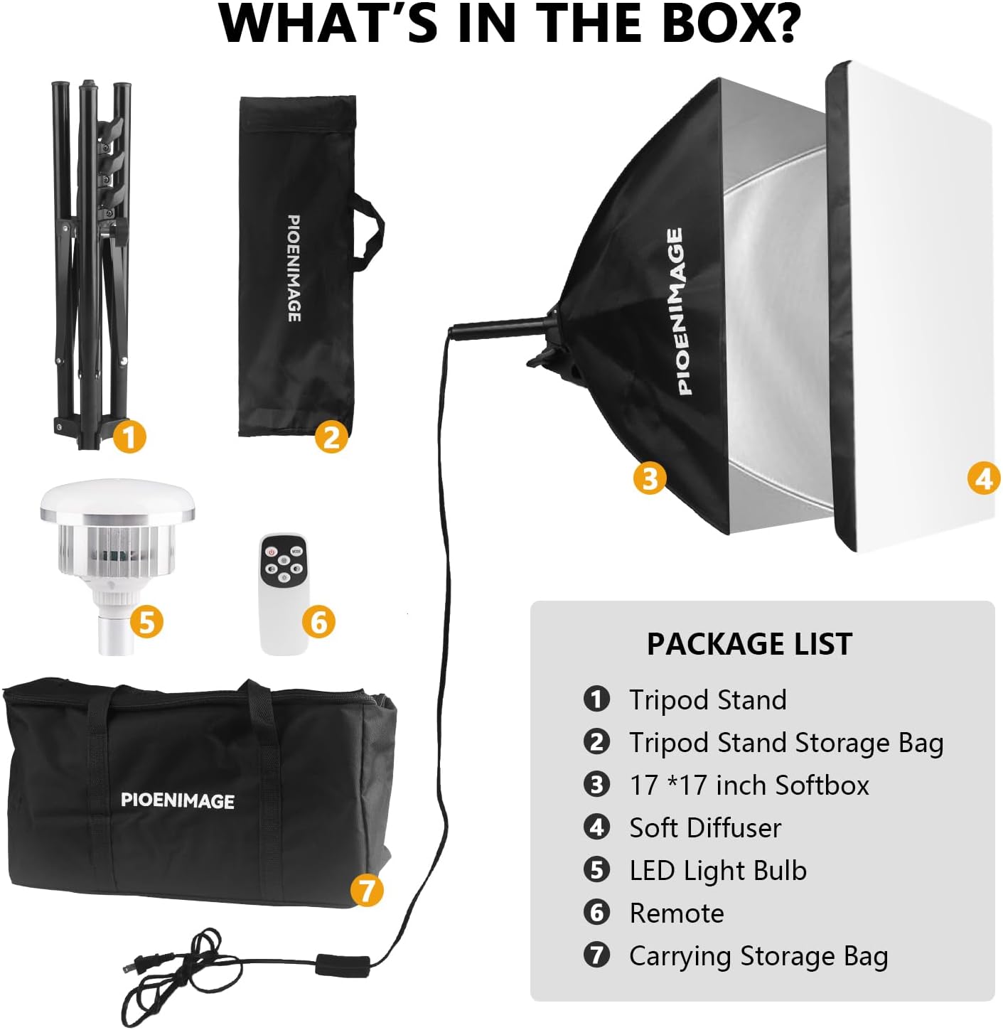 Kit Softbox 17x17pulg trípode plegable bombilla LED 85W