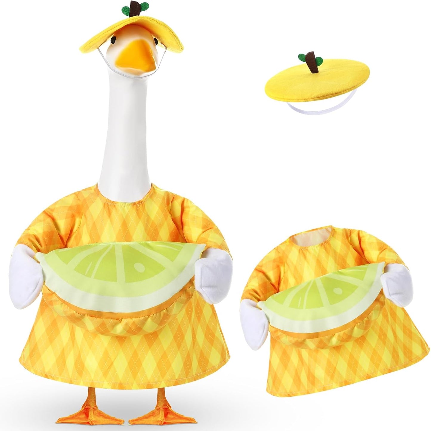 Disfraz ganso verano con sombrero jardín limón