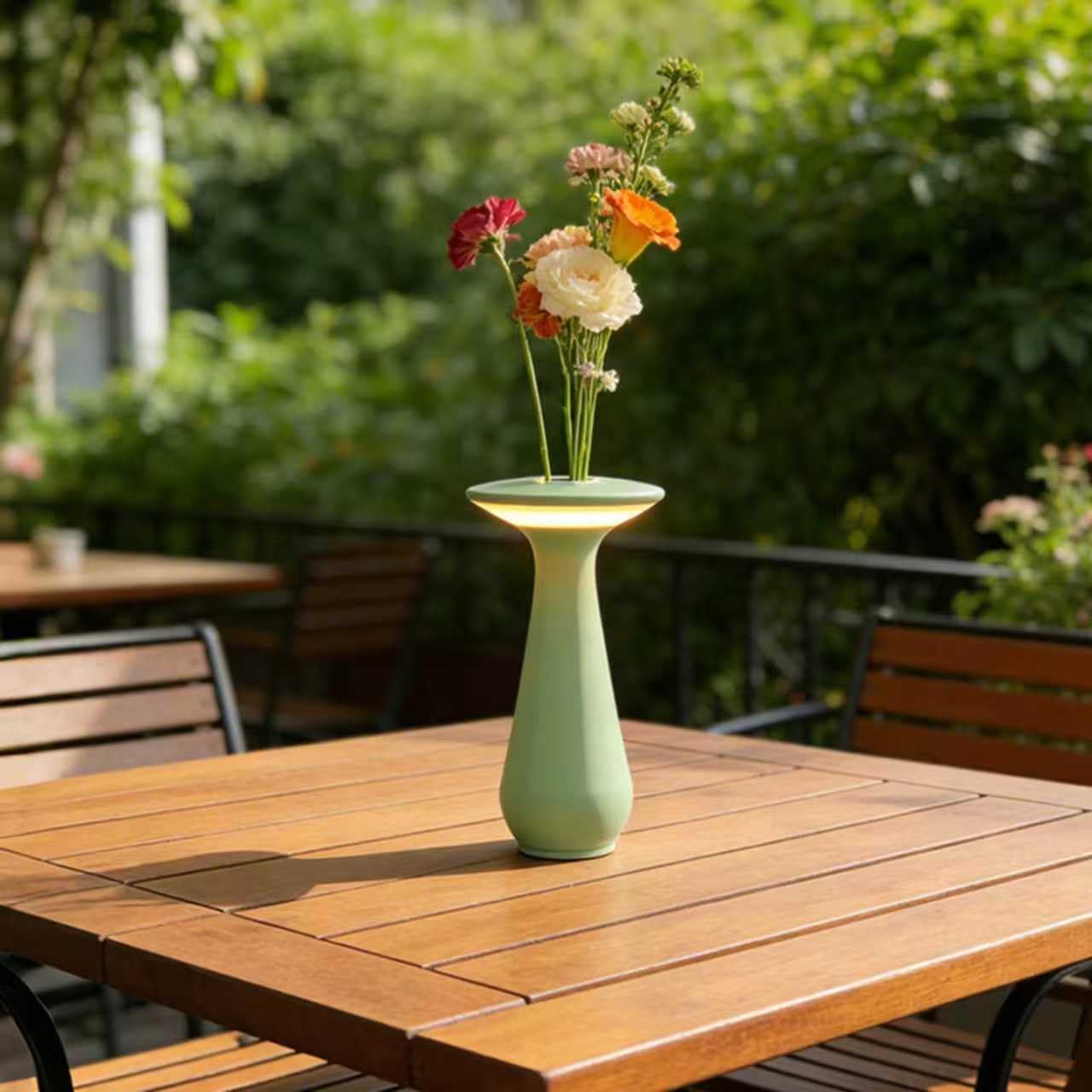 Lámpara mesa flores recargable luz nocturna