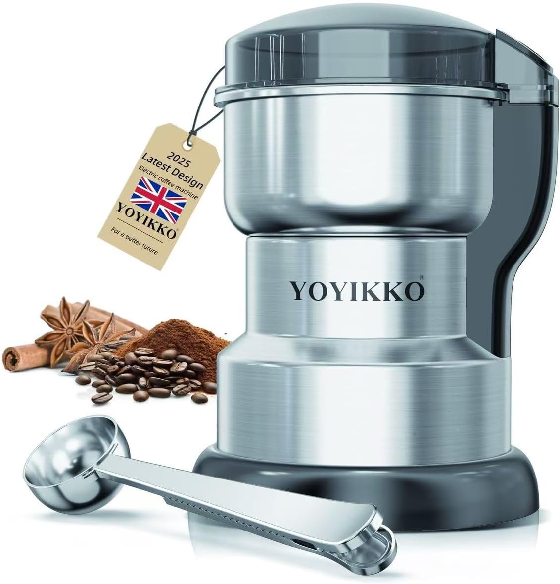 Molinillo de café eléctrico 300 W plateado molienda ajustable