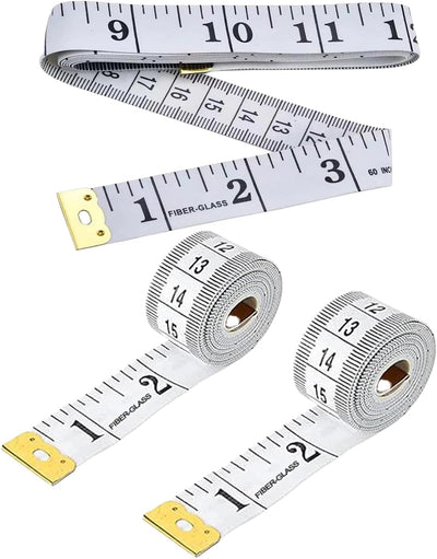 Cinta métrica suave paquete 3 cintas 60pulg fibra vidrio