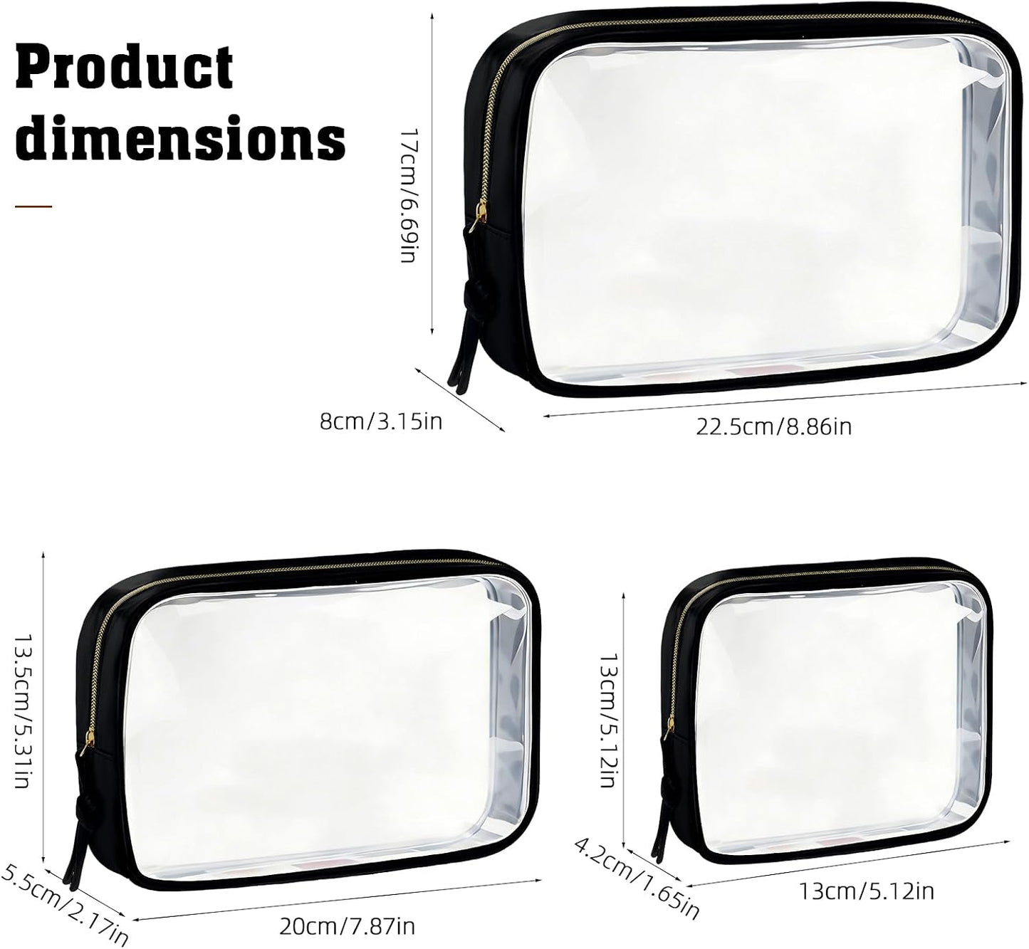 Neceser TSA transparente con cremallera para viaje