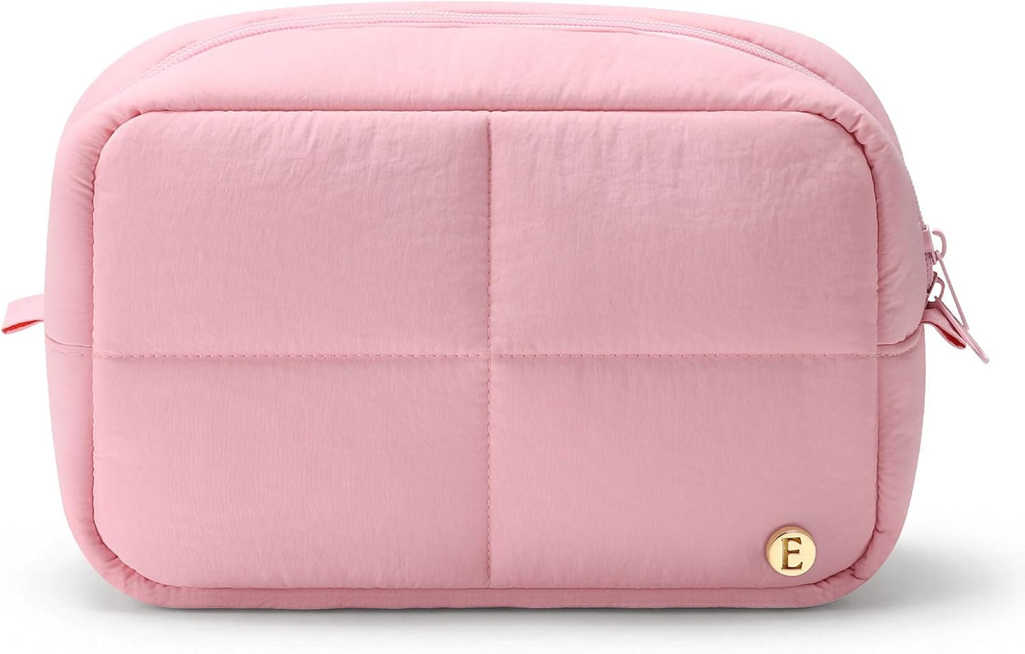 Bolsa maquillaje acolchada viaje mujer rosa