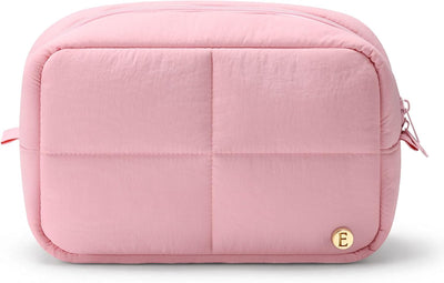 Bolsa maquillaje acolchada viaje mujer rosa