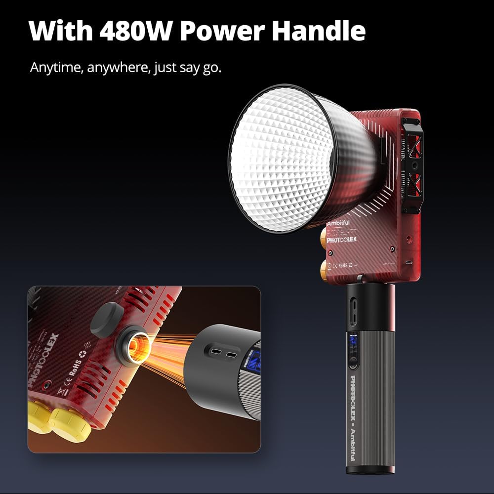 Luz video LED 100W bicolor 2700K-6500K con control app y reflector