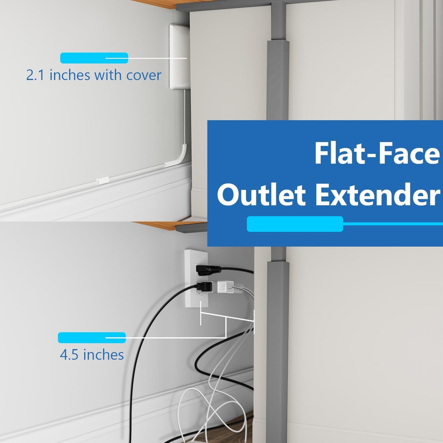 Extensor enchufe pared 3 tomas ultrafino con cable 3.1pies