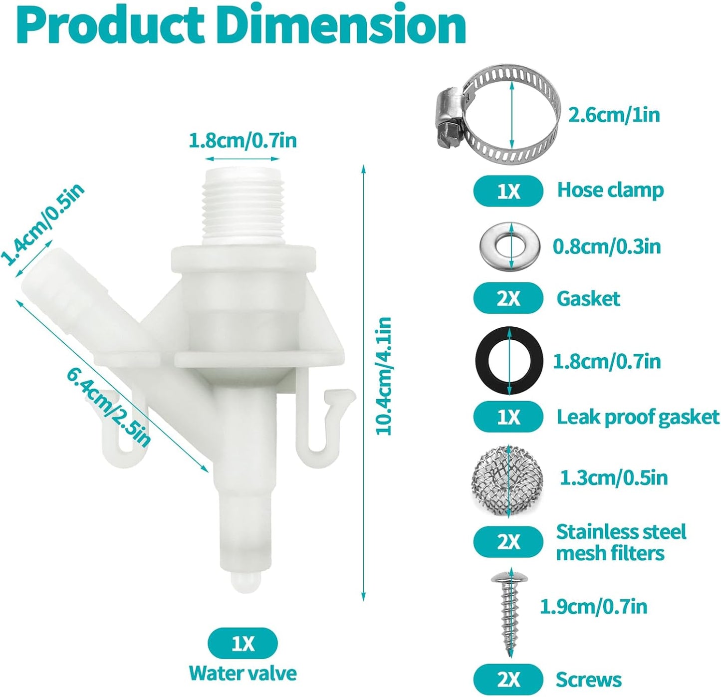 Kit repuesto válvula agua plástico para inodoro RV Dometic