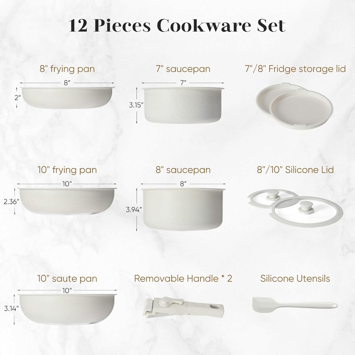 Set 12 Utensilios Cocina Antiadherente Inducción Apto Horno
