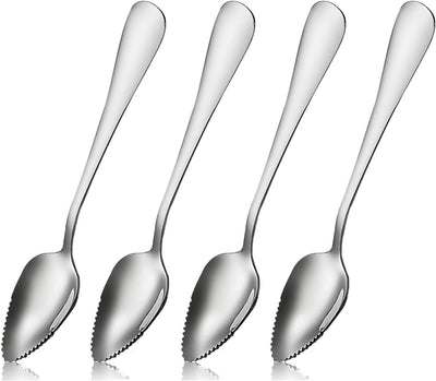 Cuchara para pomelo de acero inoxidable con borde serrado para postres cítricos (4 piezas)