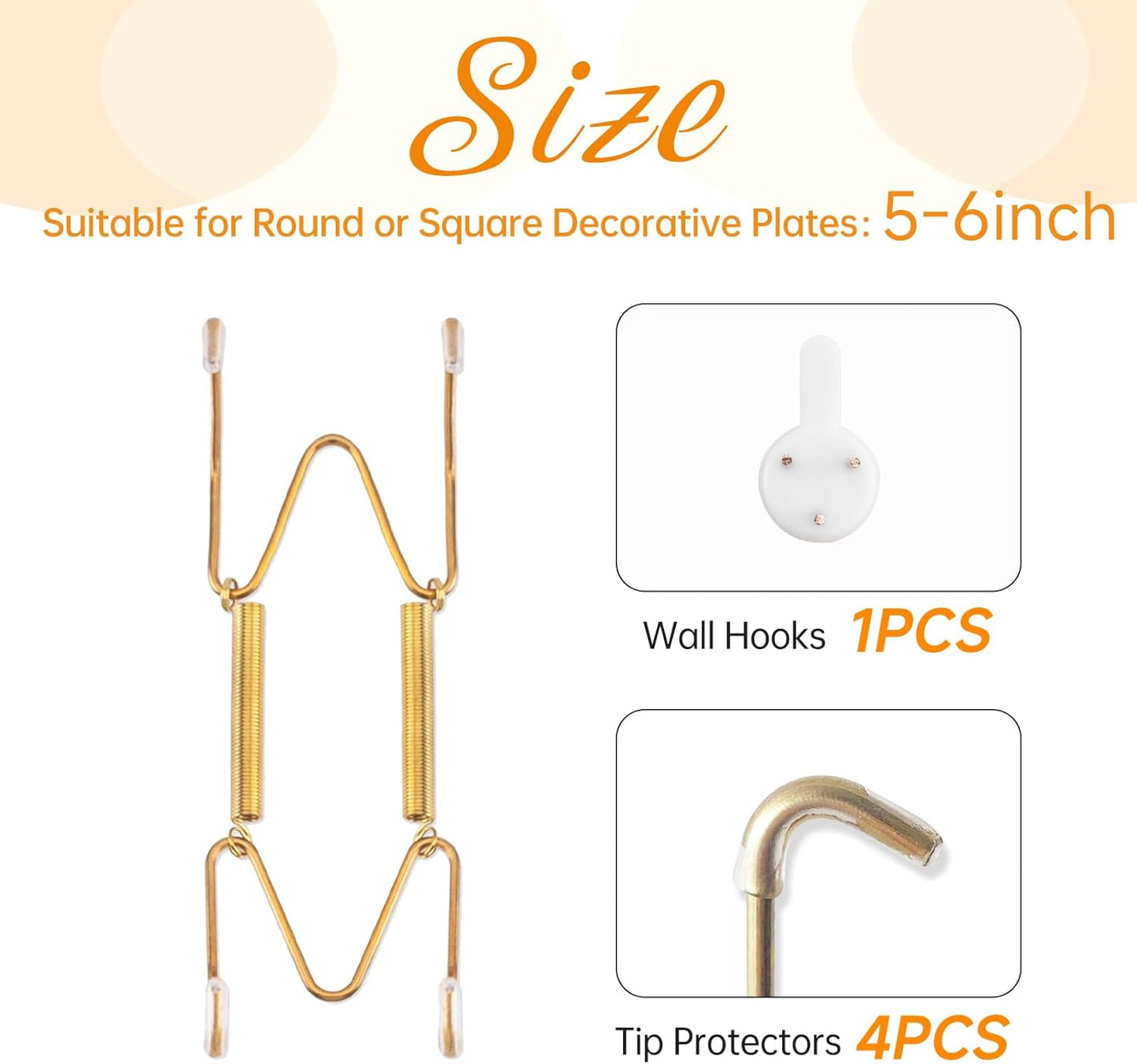 Perchas de placa para pared de acero inoxidable resistente para platos decorativos de 5 a 6 pulgadas