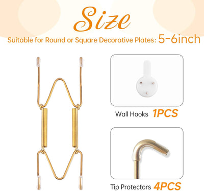 Perchas de placa para pared de acero inoxidable resistente para platos decorativos de 5 a 6 pulgadas