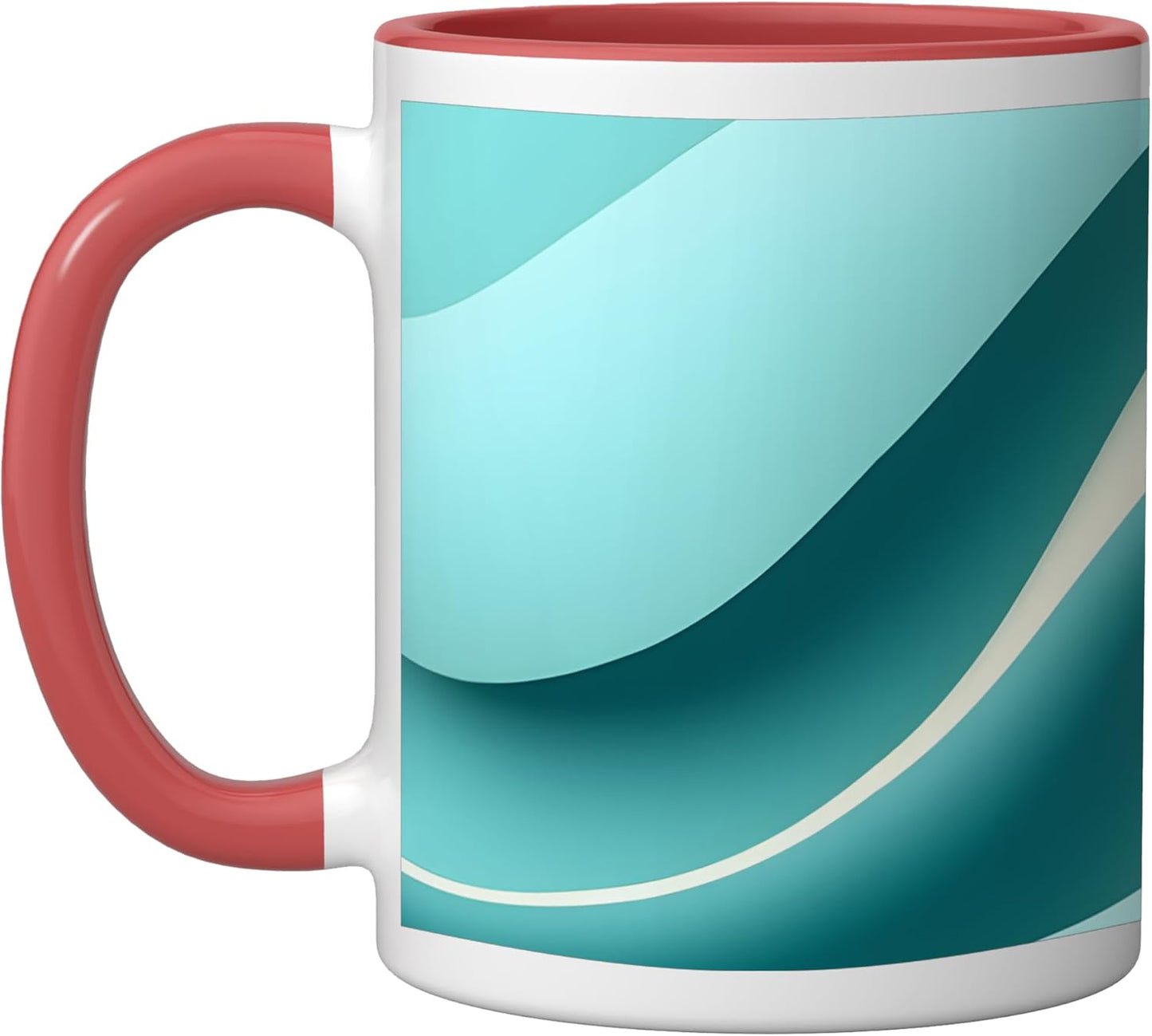 Taza cerámica Abstract Turquoise ondas gradientes rojo/blanco