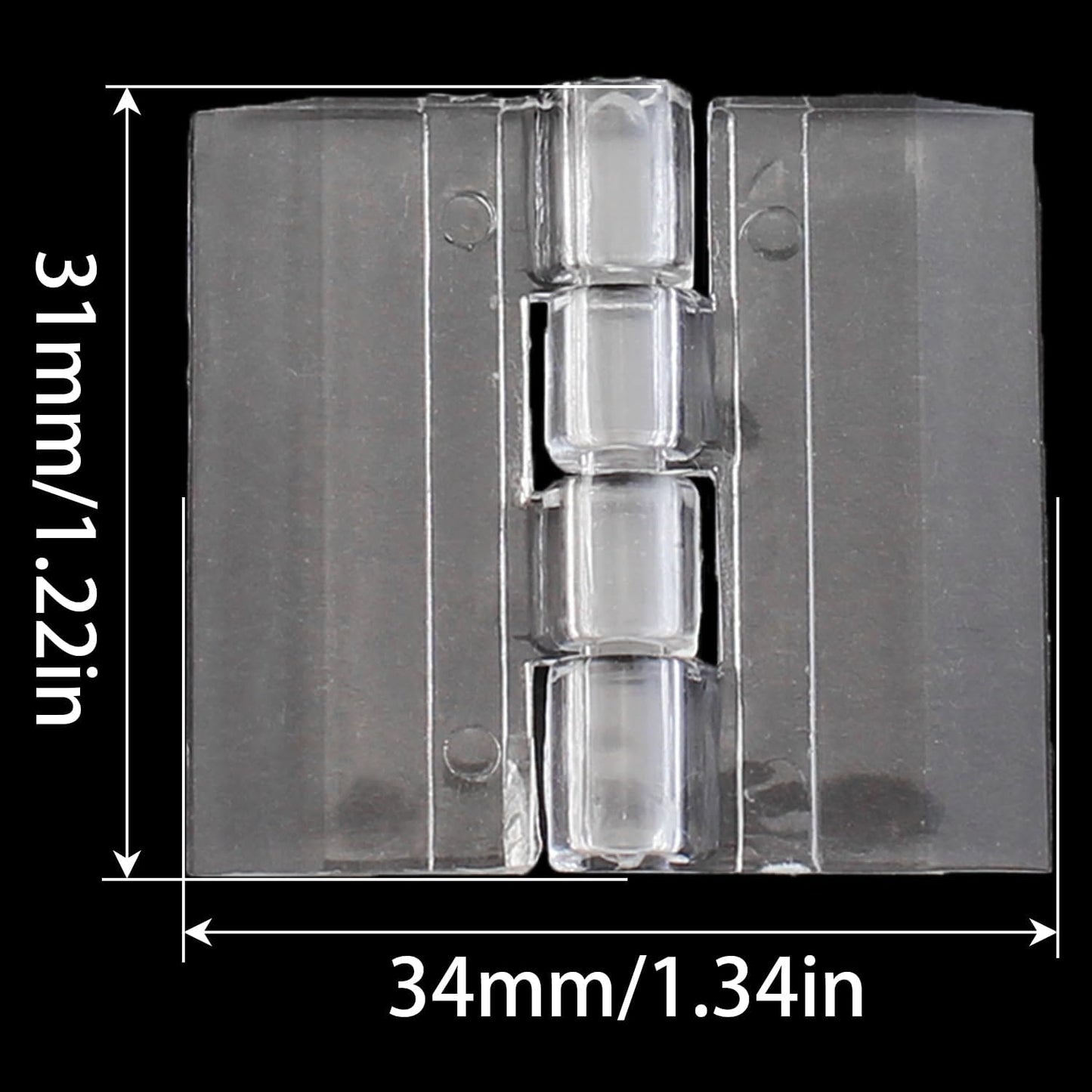 Bisagra acrílica transparente 1.181x1.378pulg 20uds