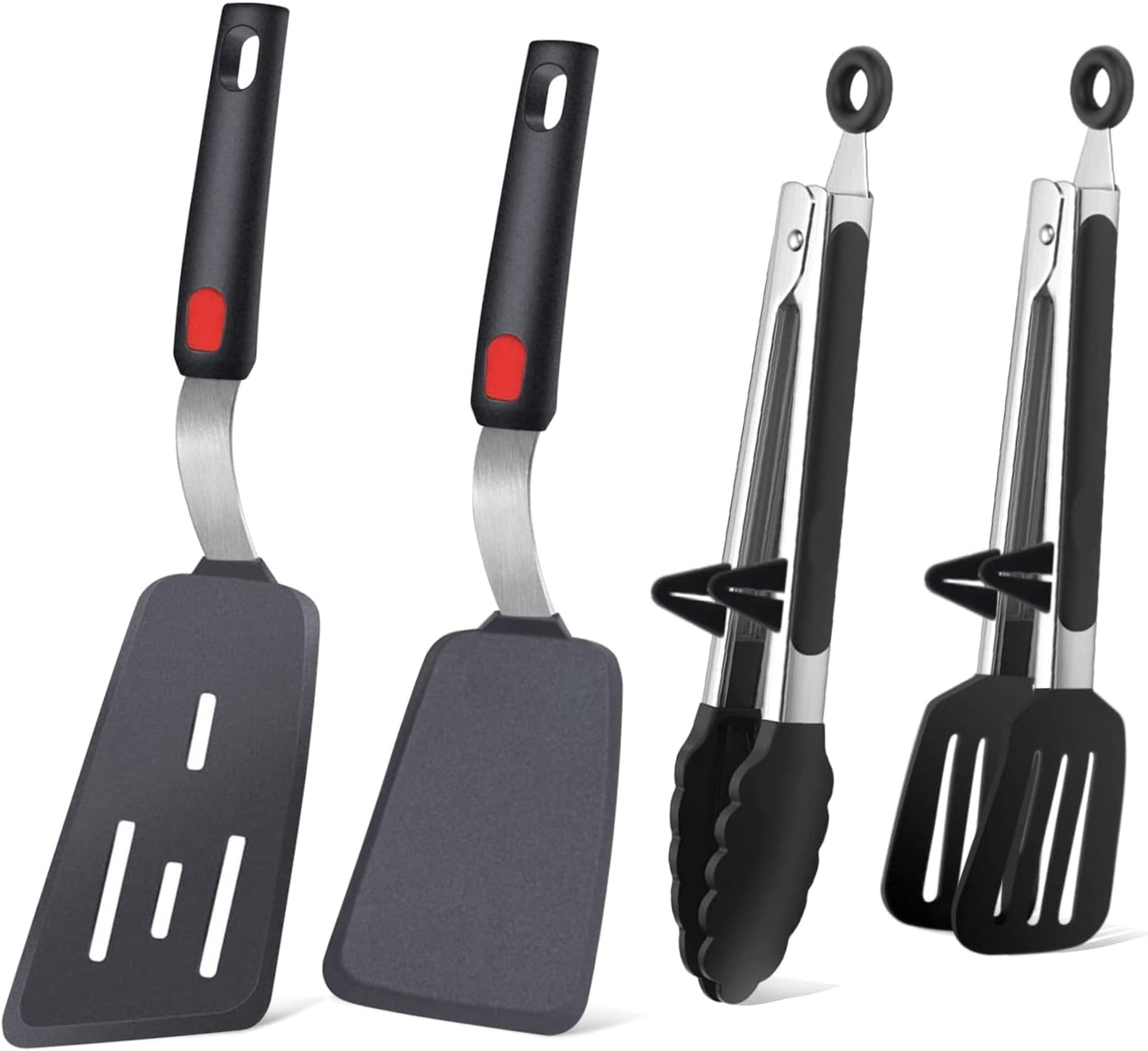 Set 4 Espátulas Silicona Flexible y Pinzas Cocina Resistente 600°F