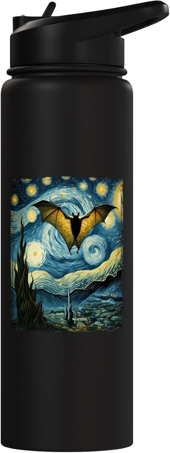 Bottella de agua aislada estilo Van Gogh Starry Night en acero inoxidable