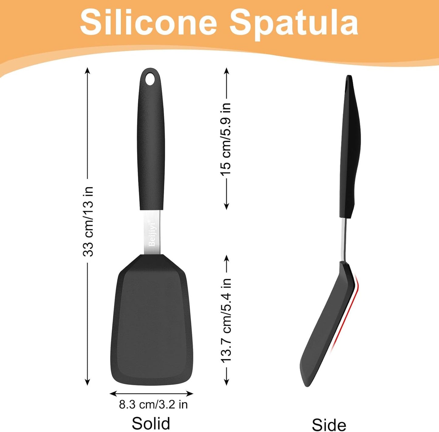 Espátula silicona 13x3.2pulg resistente 600°F antiadherente