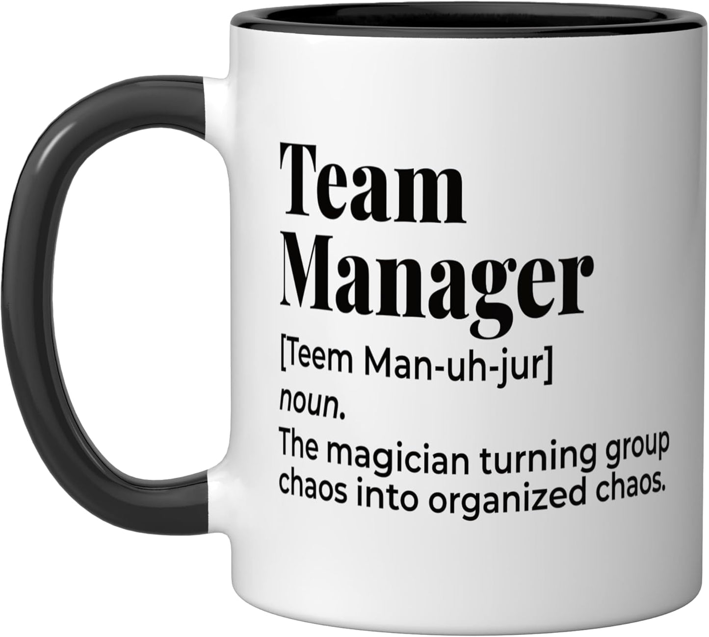 Taza de cerámica Team Manager Funny Dictionary Definition Negro/Blanco