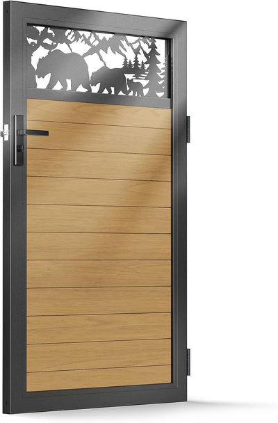 Kit puerta aluminio madera 3x5ft con cerradura bisagras