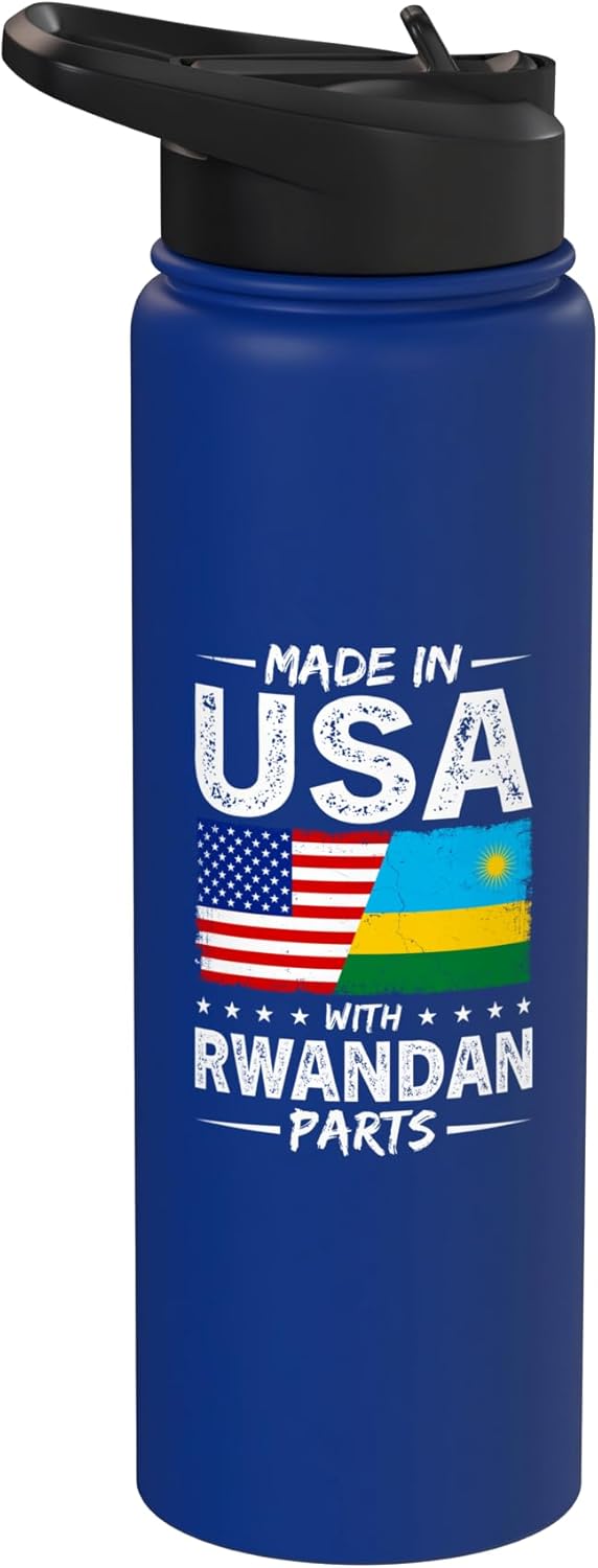 Botella de agua acero inoxidable sin BPA con bandera de Ruanda