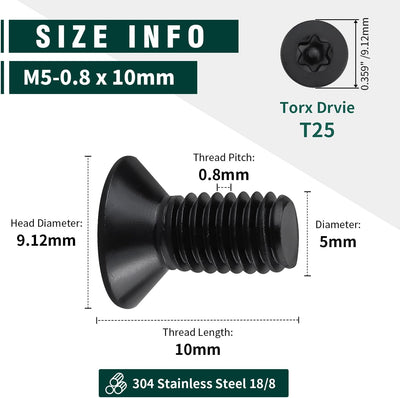 Tornillos seguridad Torx M5 acero inox 304 18-8 paquete 50