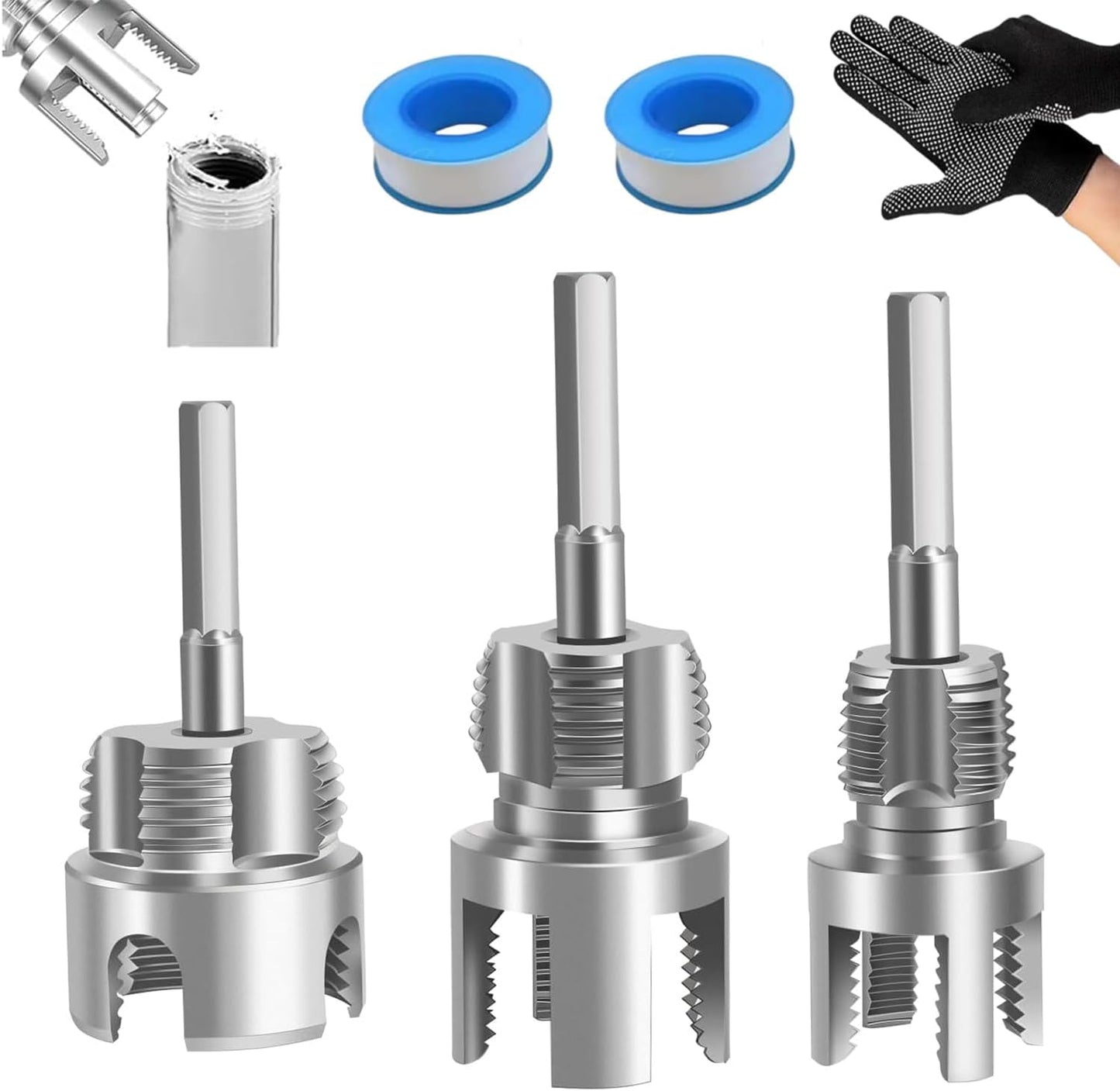 Kit 3 herramientas corte rosca tubo 1/2-3/4-1pulg