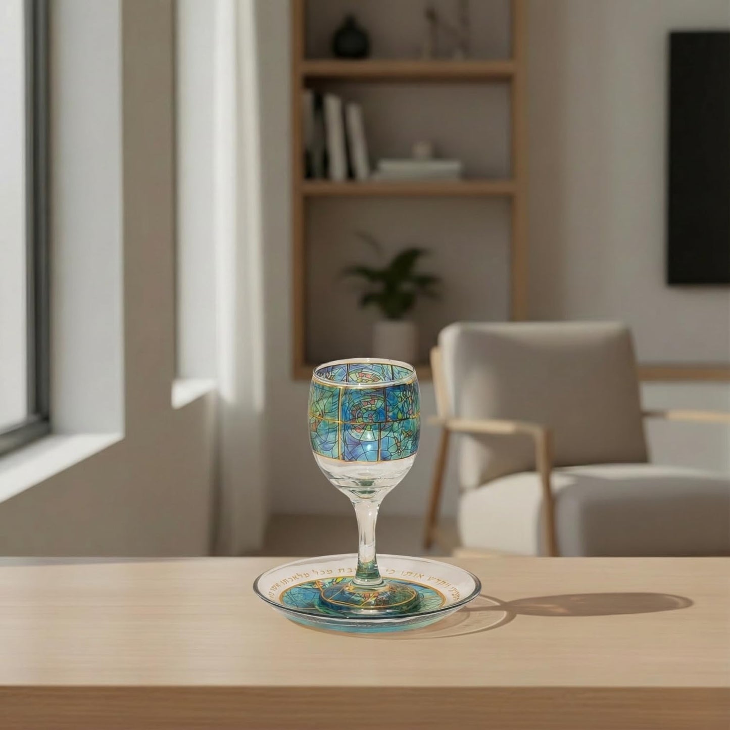 Vasos Kidush cristal con base moderna para Shabat