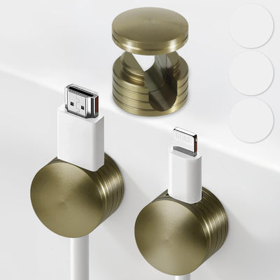 Soporte adhesivo cable escritorio aluminio bronce antiguo set 3