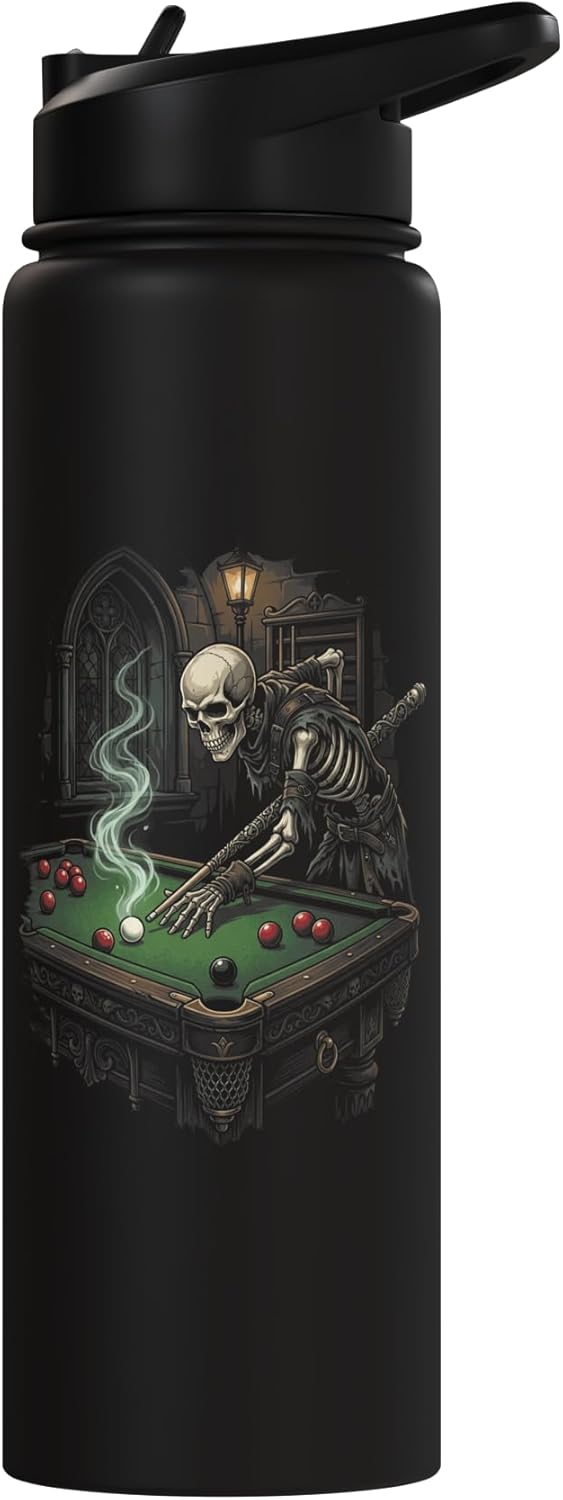 Botella de agua aislada de acero inoxidable Undead Skeleton Billiards Snooker Player