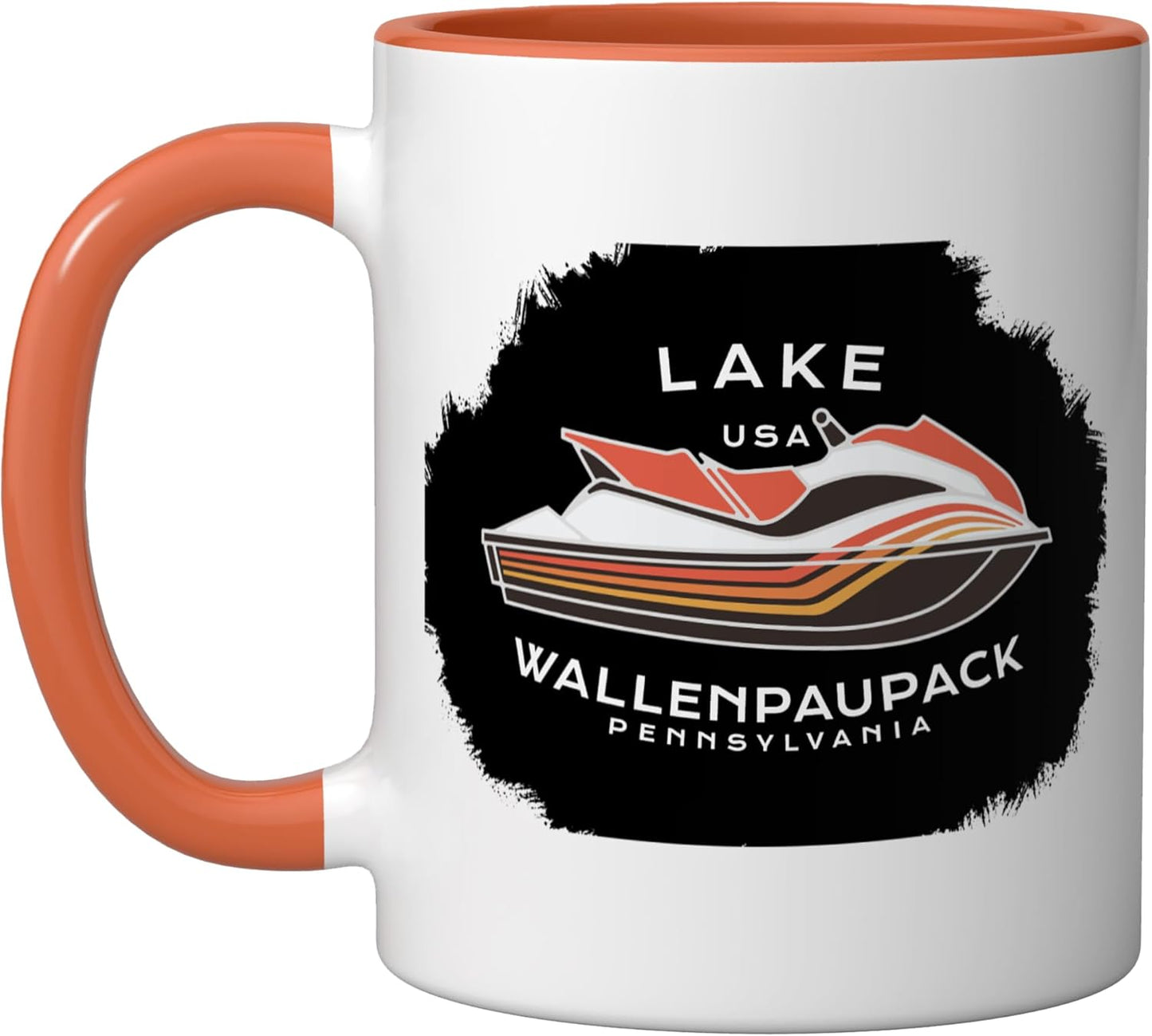 Taza cerámica Lake Wallenpaupack naranja/blanca