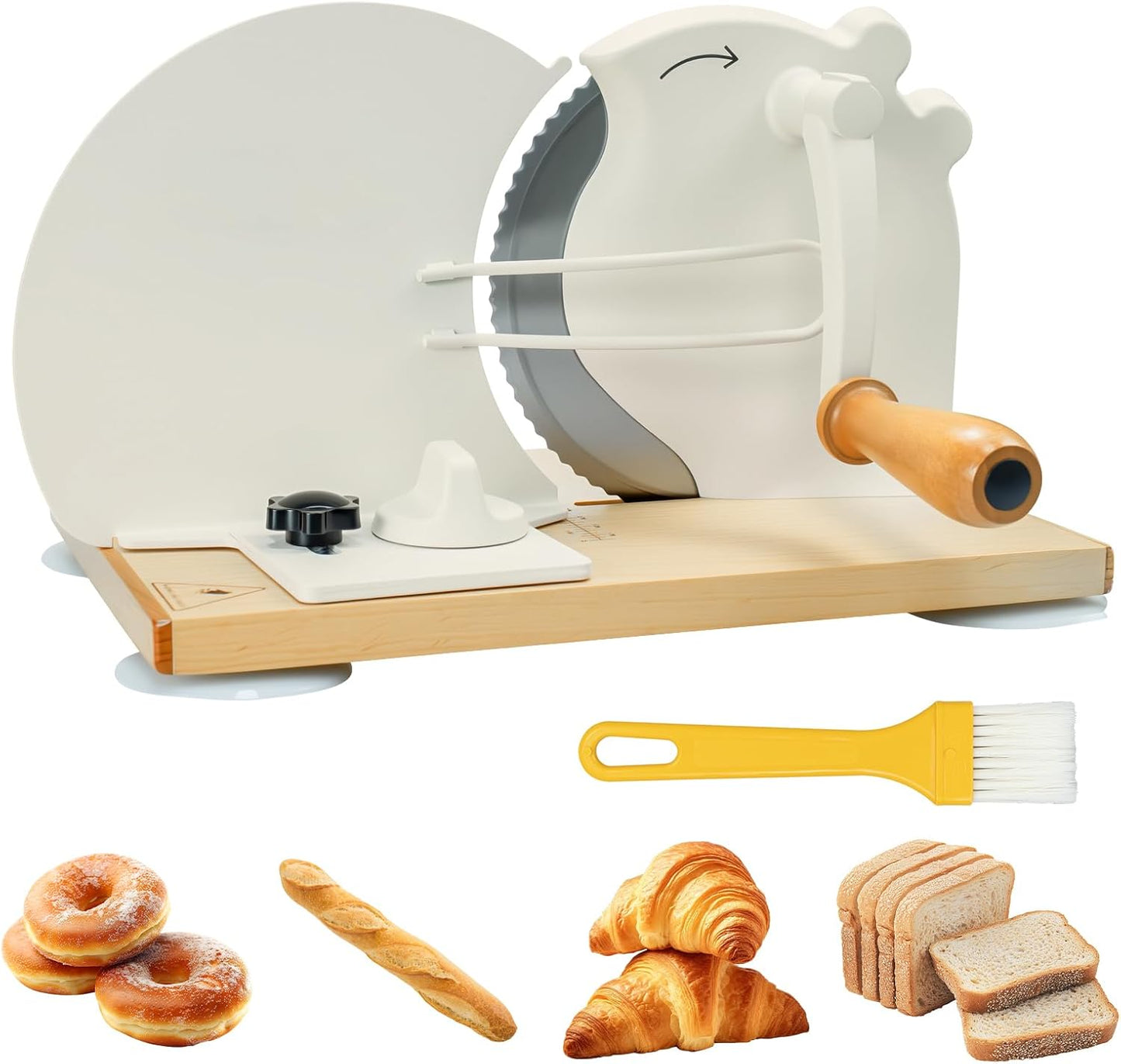 Cortador pan manual con ventosa ajustable y hoja dentada