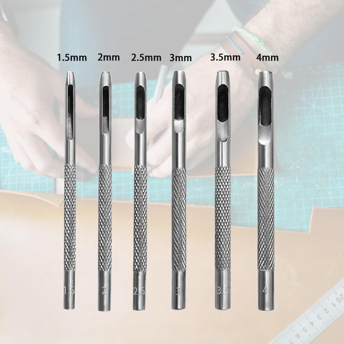 6 Pzas Herramientas Perforar Cuero Metal 0.059-0.157in