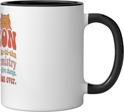 Taza cerámica retro para profesor de ciencias con chiste sobre gatos