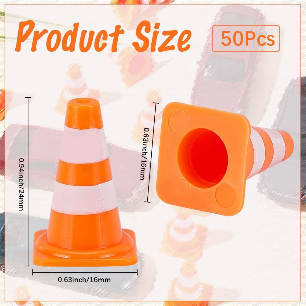 50 Mini Conos Seguridad Plástico ABS Naranja