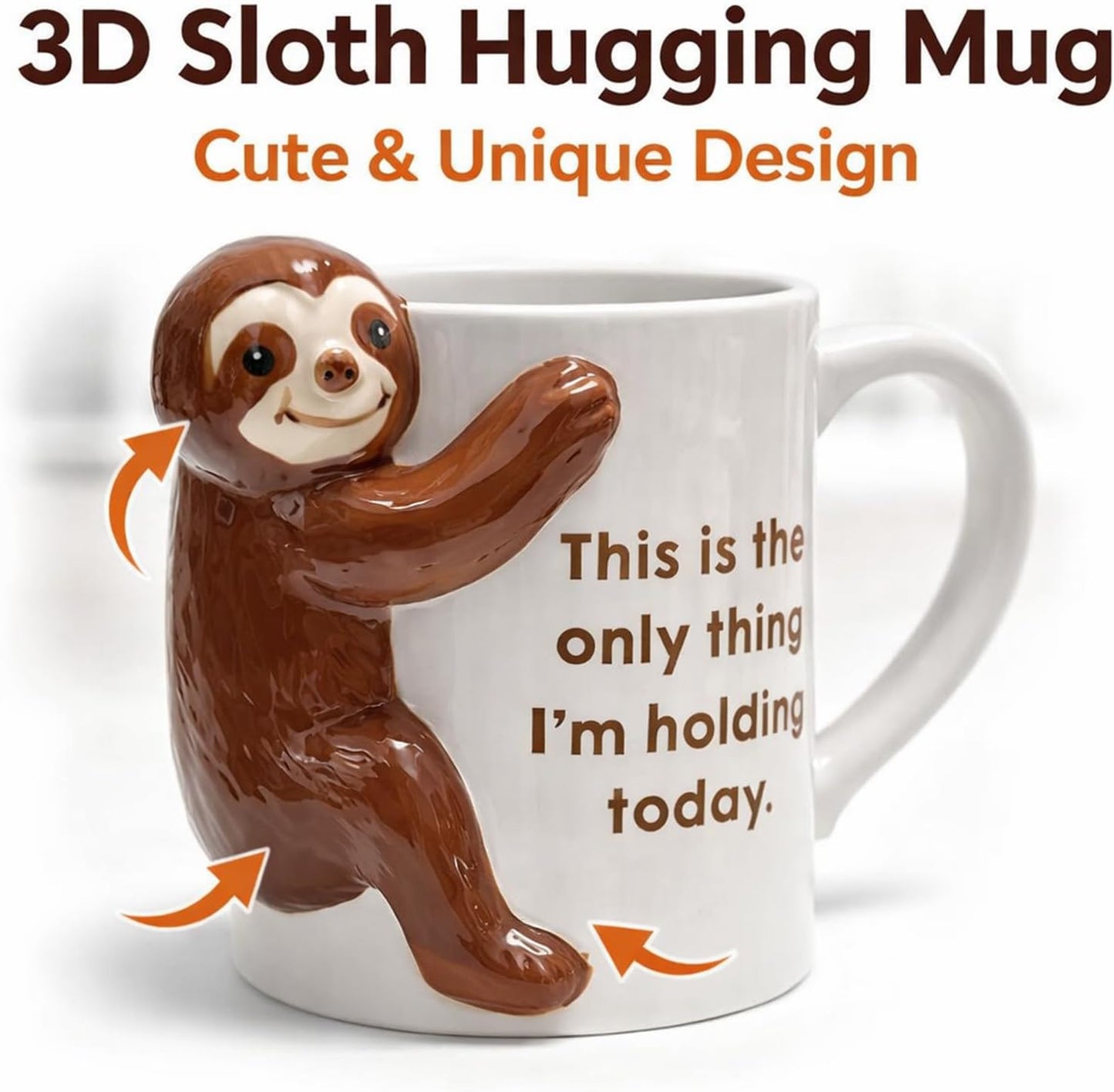 Taza de café con diseño de perezoso, regalo divertido para oficina