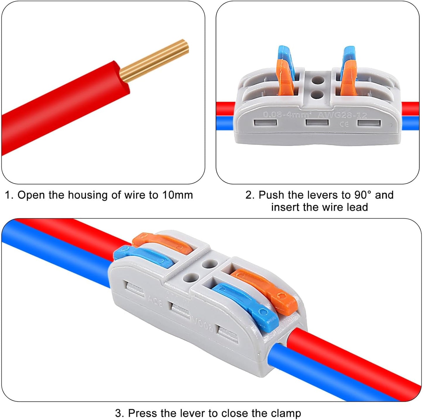 Set 20 Conectores Electricos Rapidos 28-12AWG 2pulg