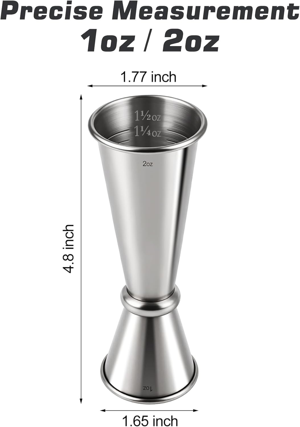 Paquete de 2 jiggers de acero inoxidable estilo japonés para bartending