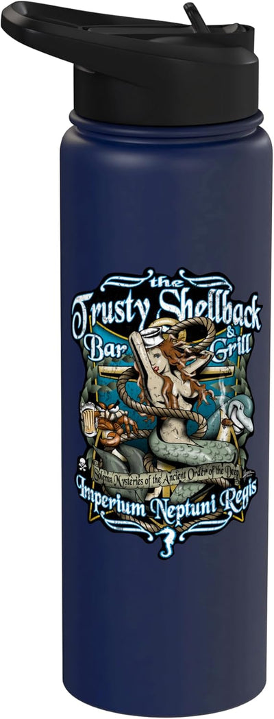 Botella de agua aislada Shellback Bar y Grill Equator Crossing