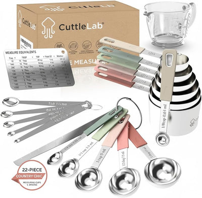 Set 22 Tazas Cucharas Medidoras Jarra Vidrio Exprimidor