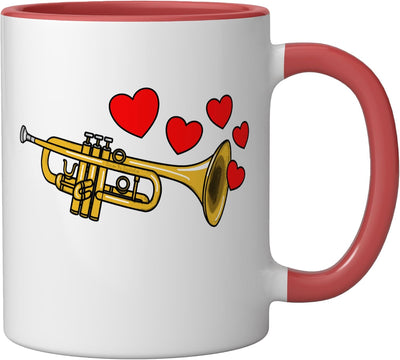 Taza cerámica para trompeta día de san valentín rojo/blanco
