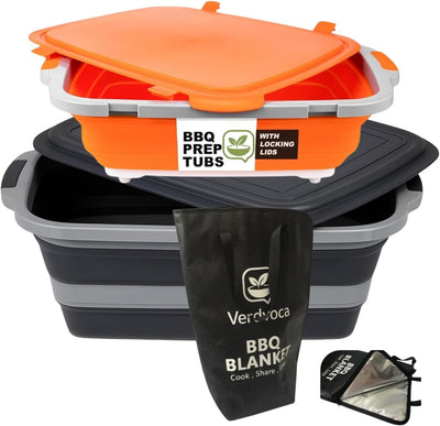 Set Tinas Barbacoa Plegables 30L 16L Manta Carne Aislada 21pulg